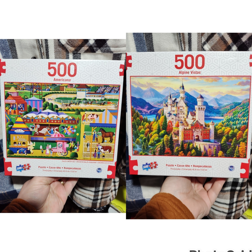 500 Piece Jigsaw Puzzle Set Americana and Alpine Vistas